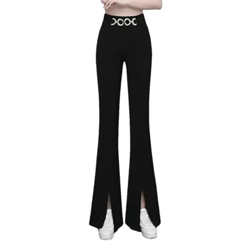 Women High Waist Split Hem Bell-Bottoms Pants Wear Zipper Fly Trousers