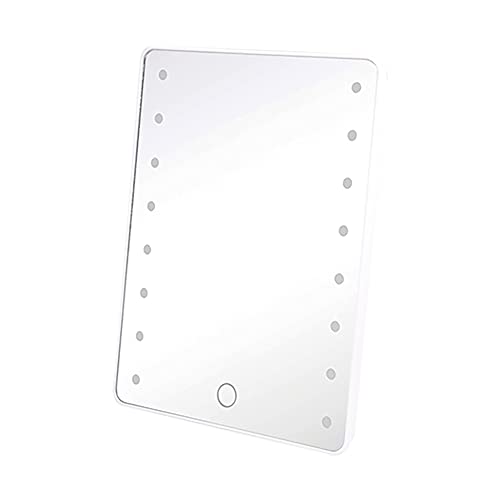 RevolutionLine - Espejo de Maquillaje con Luz LED | Espejo multiposición y 16 Leds | Soporte Trasero Giratorio 180º | Ajuste de Brillo táctil | Medidas: 16,8 x 5 x 21,3 cms | 2 Pilas AA no incluídas