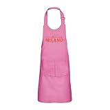 Dimensioni: 47 x 64 cm Grembiule per bambini 2 tasche Cucina Milano Minimalista Milano Italia Viaggio Moda - Alta qualità, rosa, Taglia unica