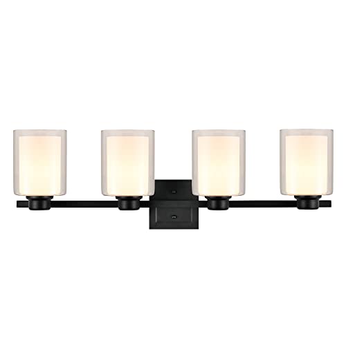Design House 556167-BLK Oslo Vanity Light Fixture Matte Black, 4-Light