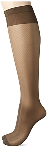 Image of Pretty Polly Women's Medium Support Knee Highs 2PP Matt Fein 15 DEN 3 Knee - High Socks, Black (Blk Barely Black), One size (Manufacturer Size:OS)