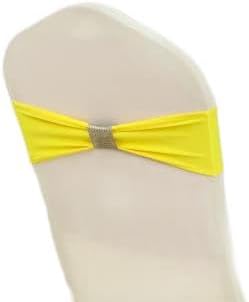 Spandex Wedding Chair Sash Bow Tie Ribbon Amazing Band Party Banquet Decoration with Shiny Belt - Black(Yellow)