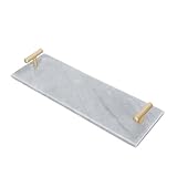 GRADENEVE Bandeja Cuadrada de Mármol con Asa de Metal Organizador de Escritorio para Cosméticos y Joyas Bandeja Elegante y Práctica para Almacenaje Diario