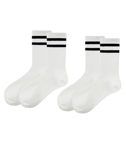 Image of American Trends Womens Novelty Striped Crew Socks Athletic Vintage Slouch Mid Calf Tube Socks