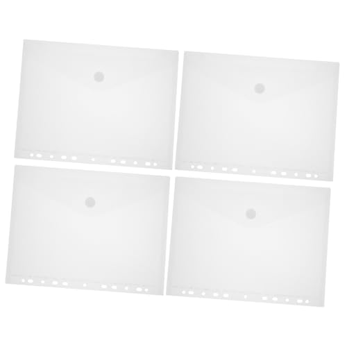 HYTROVE 4個 対応 ステッカーボタン付き文具袋 耐久性素材使用 書類整理に便利なクリアファイルポケット オフィス 学校向けファイルオーガ