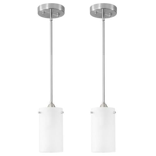 Eidonta Mini Pendant Light Fixture 1-Light, 2 Pack Brushed Nickel