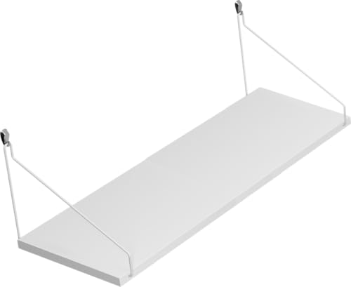 LIFE CRAFT ウォールシェルフ 奥行き20cm 賃貸OK 壁を傷つけない 壁掛け 棚 石膏ボード対応 ピン 簡単取り付け 飾り棚 おしゃれ (ホワイト, 60cm)