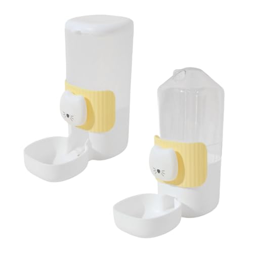 APGLSXY Pack of 2 Cage Automatic Dog Feeder with Space Saving PP Cats Face Design Easy Clean Feeder for Small Home Use