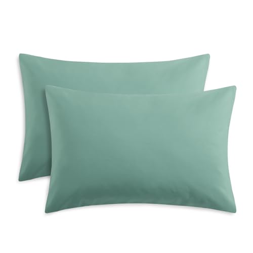 Image of RUIKASI Green Pillow Cases 2 Pack - Sage Green Plain Pillowcases with Envelope Closure Breathable Premium Brushed Microfiber Set of 2 Pillow Covers Standard 50x75 cm