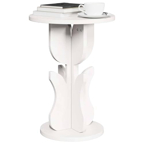Table basse ronde blanche petite table d'appoint pour petit salon - 4