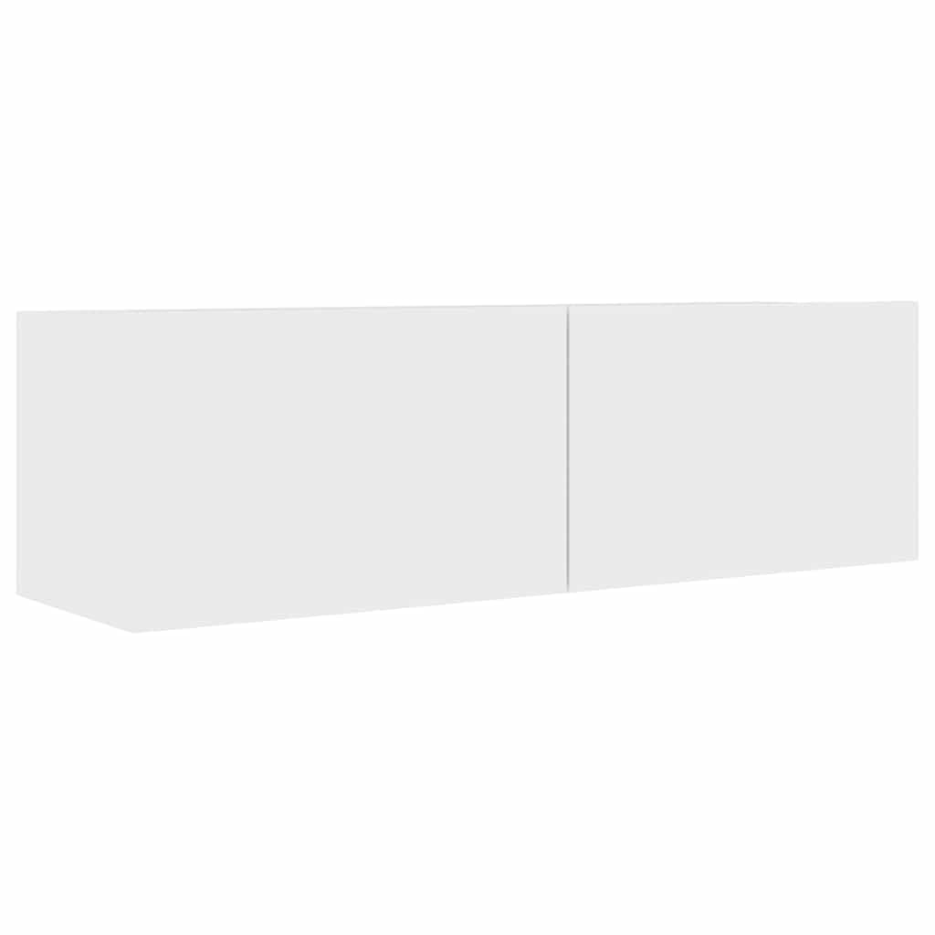 2-częściowy zestaw szafek TV biały materiał drewnopochodny z miejscem do przechowywania, montaż ścienny, 100 x 30 x 30 cm i 80 x 30 x 30 cm, nowoczesny Lowboard do salonu, sypialni, kącika