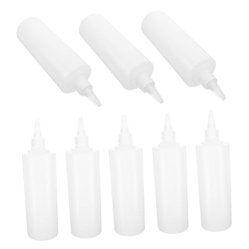 STOBAZA 8pcs Squeeze Bottle Condiment Dispensers for Salad Dressing Ketchup Mustard Syrups Precision Nozzle for Accurate Dispensing Reusable Portable for Home Outdoor Use