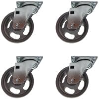 Miniatura 2 de Juego de 4 ruedas giratorias de acero industrial vintage de 4 x 1-1/2 pulgadas, capacidad de 1,800 libras por juego de 4