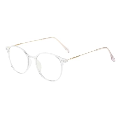 Image of Shiratori Retro Round Blue Light Blocking Glasses for Women Men, Lightweight Metal Temple Eyeglasses