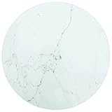vidaXL Tablero de Mesa Vidrio Templado Diseño Mármol Muebles Mobiliario Repuesto Superficie Comrdor Jardín Patio Terraza Blanco Ø30x0,8 cm