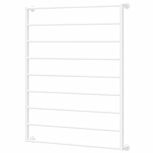 UWYTGF Wall Mount Scarf Holder with Removable Crossbar,9 Layer Shawl/Pants Collect Rack,for Bedroom/Retail Store/Closet,Black White Gold Heavy Duty Iron,White,Length,120Cm/47.2In