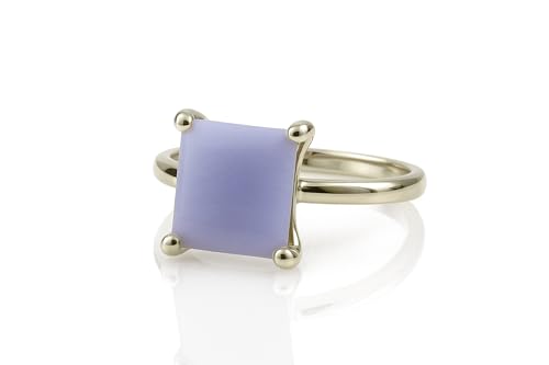 Bague agate en dentelle bleue et or 14k : bijou artisanal d'exception