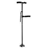 Walking Stick with LED Light, Four Non-Slip Feet, Light Weight, Easy to Store with Wooden Ergonomic Handle Crutches rollator Walker, Durable Mobility Aid