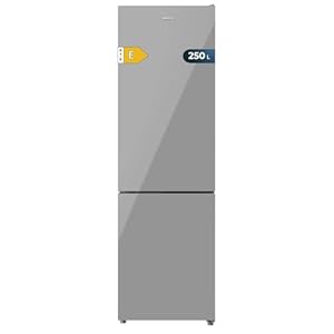 Cecotec Kombi-Kühlschrank Bolero CoolMarket Combi 250 Grey Glass E. Energieklasse E Kühlschrank mit grauem Glas 180x55 cm, 250 l, No Frost, Multi Air Flow, Schnellkühlung.