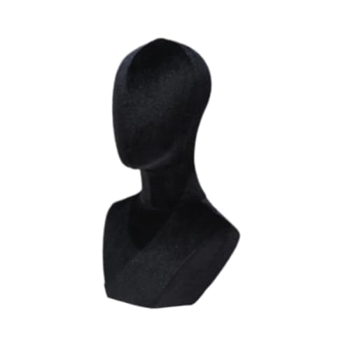Tête de mannequin noire de 45 cm avec support pour bijoux et colliers