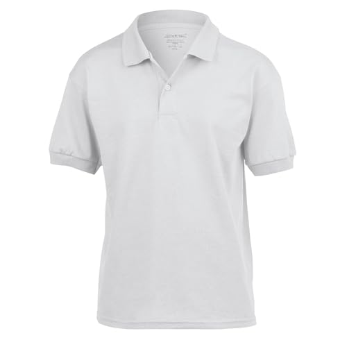 Polo uni blanc manches courtes Gildan haute résistance 5-6 ans