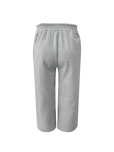 OYOANGLE Men's Elastic Waist Cropped Pants Workout Athletic Raw Trim Wide Leg Trousers with Pockets Streetwear3