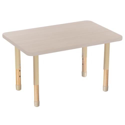 Image of 24 inch x 36 inch Rectangle Kids Classroom Table with Adjustable Chunky Wood Legs