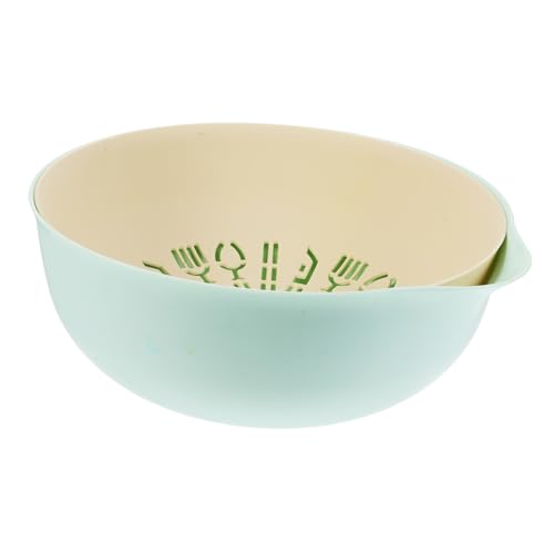 DECOMELODY キッチンストレーナー 水切りボウル プラスチック製 野菜洗浄用 浅ブルー おしゃれで丈夫な多機能排水バスケット 家用キッチンオー