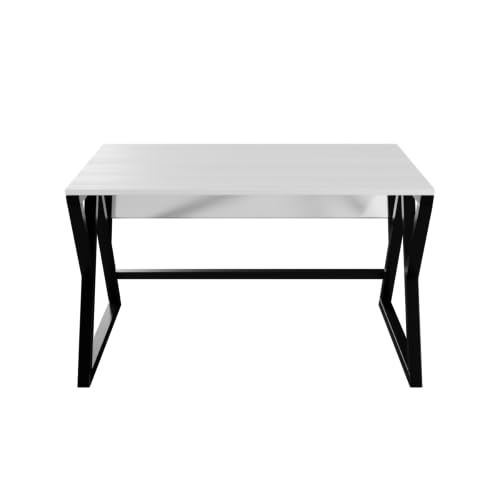 Image of Riyan Luxiwood Daffodil Computer Table in Engineered Wood with Flat Surface, Multi-Usage Laptop Desk & Home Office, Desk Sturdy Gaming Table (White, Small)