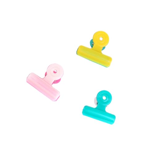NAMOARLY 3pcs Plastic Hinge Clips Document Binder Clips for Office School Creative Double Color Design for Organizing Papers Files Mixed Colors