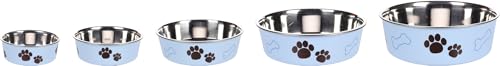 Hundenapf personalisiert aus Edelstahl S 450 ml Hellblau – rutschfest, leicht & hygienisch – Futter- & Wassernapf mit Namen für kleine Hunde & Katzen