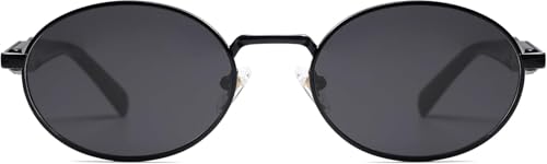 Image of CREEK Retro Oval Sunglasses for Women & Men | Trendy Metal Sun Glasses Classic Shades | UV400 Protection