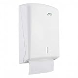 Jofel - Handtuchspender, Gesichtshandtuch, Wandhandtuchspender, bis zu 600 Zick-Zack-Handtücher, Hygienisch, Hochwertiges ABS-Gehäuse, Azure AH33700,Weiß