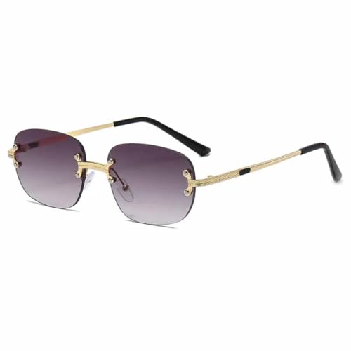 Lunettes de soleil ovales sans monture en métal pour vos voyages et sorties en ville