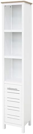 House & Homestyle Hertford Laundry Bin, Washing Basket with Hinged Lid, Home Cabinet Box Storage Solution, Declutter Your Bathroom or Bedroom - White Wood/Oak Effect (51.5cm x 50cm)