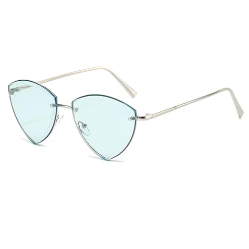 Lunettes de soleil vintage sans monture œil de chat UV400 femmes hommes luxe