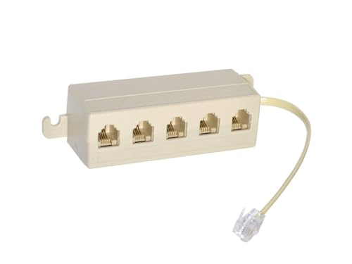 Prometeo Electronics Multipresa adattatore Telefonica 5 Prese Plug 6p4c e Cavo 20cm con 1 Spina Plug 6p4c