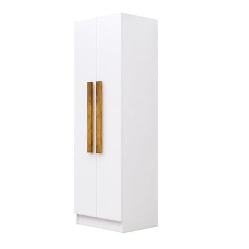 Image of Bniture Wooden Almirah for Clothes, Door for Bedroom, 2 Door Wardrobe with 4 Shelves Huge Storage Space (46D x 60W x 182H CM) | 3 Year Warranty (Frosty White)