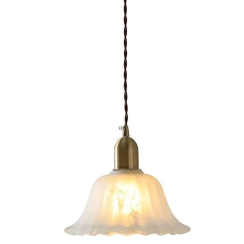 Suspension en verre fleur blanche e27 lustre de plafond pour salle à manger