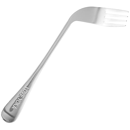 PERSELOSO ステンレス製角付きフォーク 左手用 軽量耐久型 高齢者向け介護用 食事補助用曲面器具