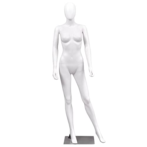 GiantexUK 177cm Female Mannequin, Detachable Full Body Dress Form with Metal Base, Rotatable Head and Arms, Adjustable Mannequin Stand for Retail Clothing Shops (Vertical Hands without Facial Organs)