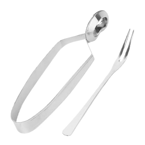 jojofuny Set 2 Pezzi Pinza e Forchetta per Lumache in Acciaio Resistente Pinza Antiscottatura Multifunzionale per Frutti di Mare Utensili da Cucina per Uso Domestico e Ristorazione