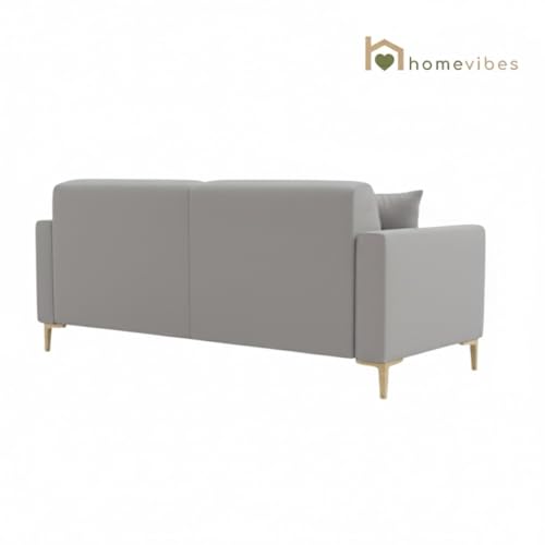 Image of 3 Seater Velum Fabric Sofa Set for Living Room, Modern Design with High Density Foam, Solid Wood Frame, Ergonomic Comfortable Seating for Home & Office (Light Grey, 3 Seater) | Soft foam comfort, Strong wood frame