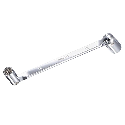 Uxcell 12 Point Flexible Head Socket Wrench, 10Mm X 12Mm Metric Double Swivel Box End, Cr-V 180 Degree Rotation For Mechanical Repair #TOP10
