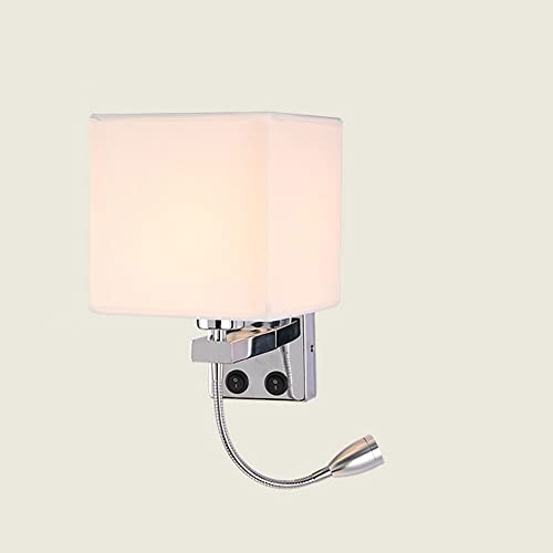 HYJAUSXB Lámpara de Pared Minimalista de Tela - Lámpara LED E27 para Lectura de cabecera, Ideal para Dormitorio, Hotel y Estudio (Modelo Blanco estándar).