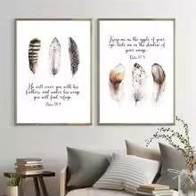 Affiches et impressions murales citations versets et plumes tableau sur toile salon 70x100cm