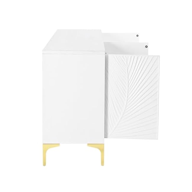 Multi-Functional Storage Cabinet,Four-Door Sideboard with Unique Texture,Adjustable Shelves, Suitable for Study, Entryway and Living Room(White) ?,for use in Restaurants