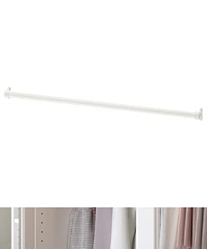 ZR SOLUTIONS KOMPLEMENT PAX Wardrobe Clothes Rail, White/Dark Grey Easy to Install Steel Bar with Brackets, Hanging Storage Solution (100cm, White)