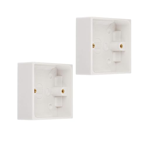 Image of Moulded Surface Pattress Back Box 1-Gang 35mm (1.3/8 inch) Deep - White x 2PCS