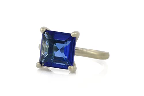 Bague en argent sterling avec saphir véritable d'exception